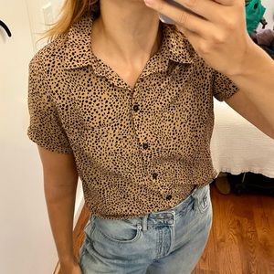 Cheetah Print Short Sleeve Button Down Shirt